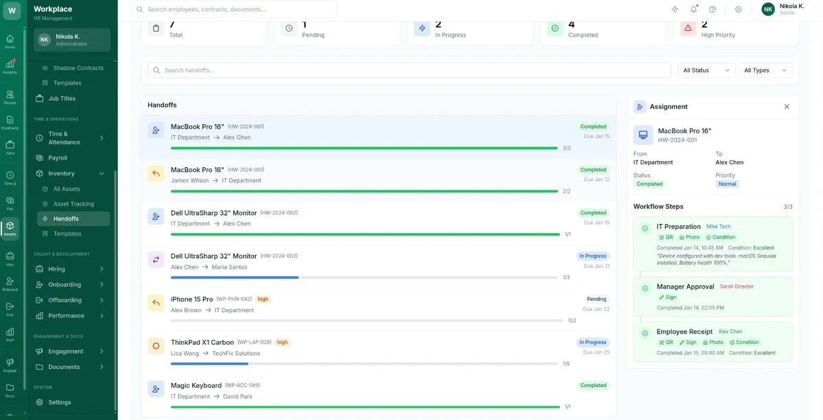 Workplace.hr Asset Handoffs