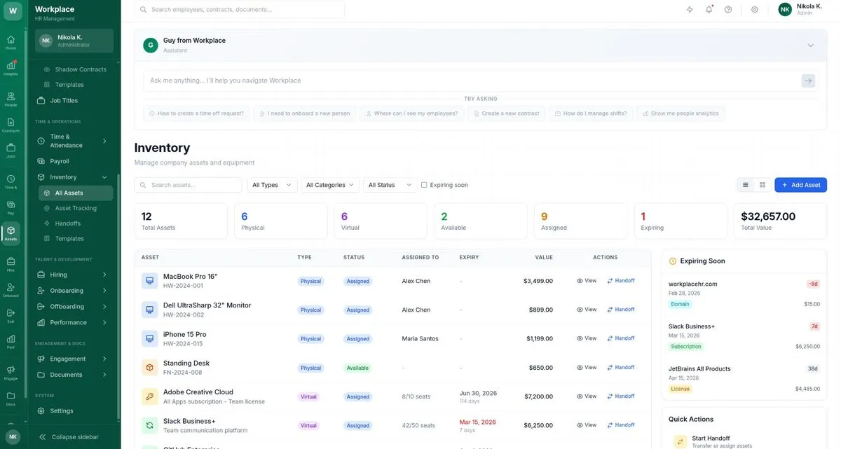 Workplace.hr Inventory & Assets
